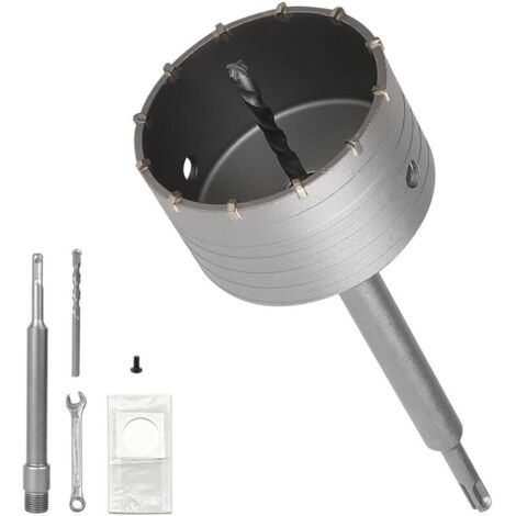 100mm Scie Cloche Beton, avec 220mm Rallonge SDS PLUS et Foret de Centrage, Carotteuse Beton, Trépan Béton Multi Matériaux, Scie Cloche pour Maçonnerie Pierres, Ciment, Brique