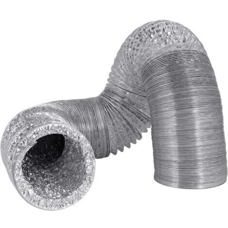 100mm Tuyau d'Evacuation Flexible en Double Aluminium pour Salle de bain, Cuisine, Sèche-linge - 2m (ø100mm2m/Argent)