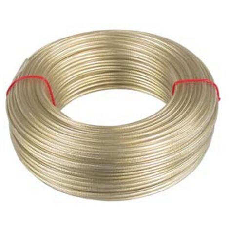 100MT CAVETTO ACCIAIO OTTONATO RIVESTITO PVC TRASPARENTE  mm8 rotoli mt100
