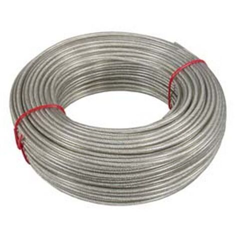 100MT CAVETTO ACCIAIO ZINCATO RIVESTITO PVC TRASPARENTE  mm6 rotoli mt100