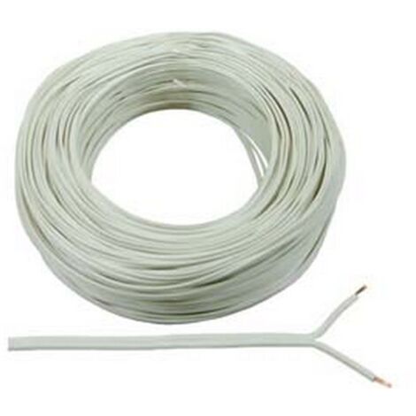100MT CAVO ELETTRICO BIPOLARE PIATTINA COSTA STRETTA BIANCO 2x mmq.0,50 bianco