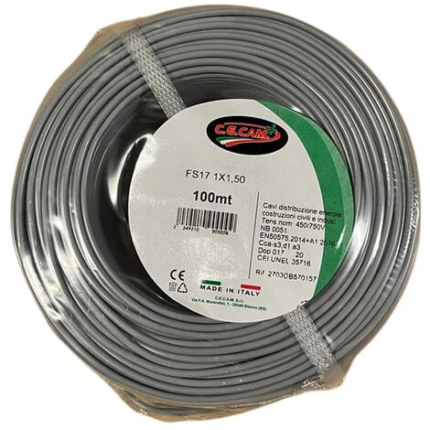 LTC MT100 Cavo Elettrico Unipolare Filo Rame 1,5mm GIALLO-VERDE CPR FS17  per Impianti elettrici