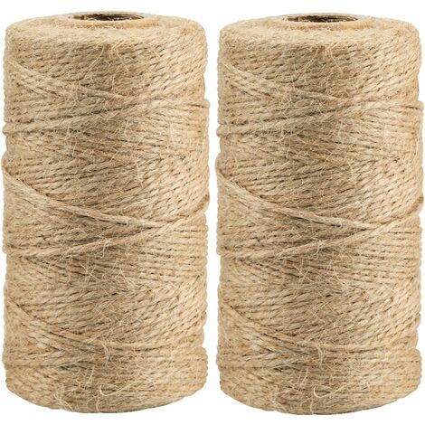 100Mx2 Jute Bindfäden Gartengarn Naturseil Jutegarn Feines Seil für Gartenarbeit Hochzeitsdekoration, kreative Kunst DIY Geschenkverpackung