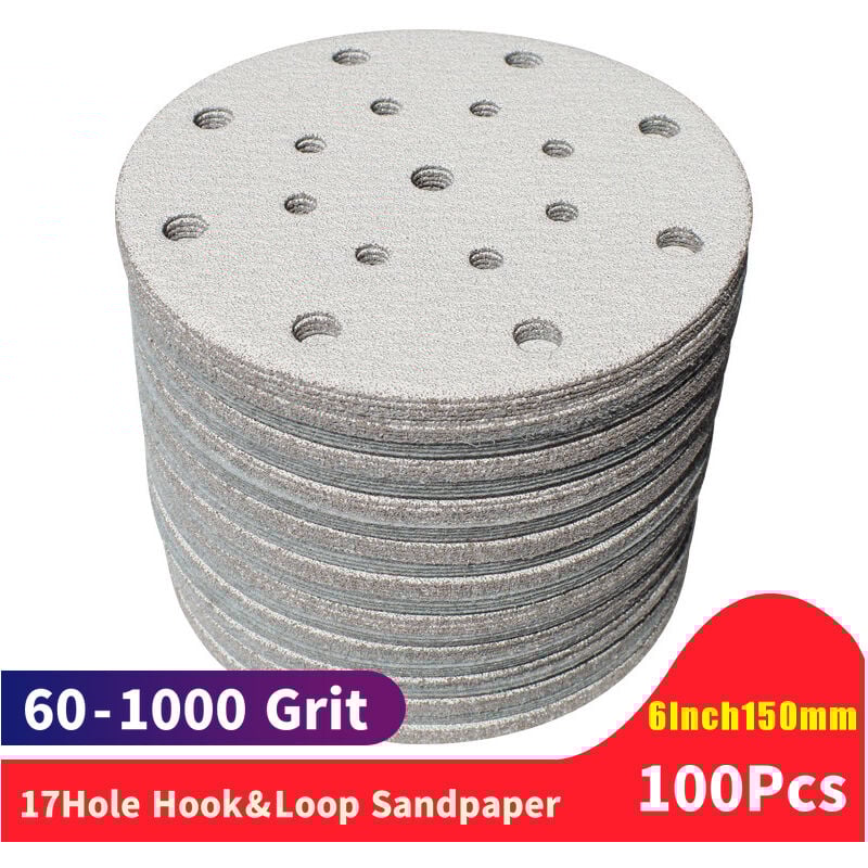 100PC 6 Zoll 17 Loch 60-100 0 Grits Schleif Scheiben Premium Haken und Schleife Heavy Duty Schleifpapier für Gelegentliche Orbital | 04537365622715 100PC 6 Zoll 17 Loch 60-100 0 Grits Schleif Scheiben Premium Haken und Schleife Heavy Duty Schleifpapier für Gelegentliche Orbital | 04537365622715