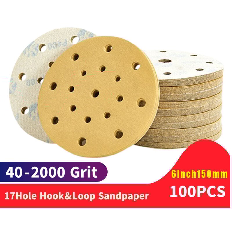 100PC 6 Zoll 17 Loch 60-2000 Grütze Schleif Scheiben Premium Haken und Schleife Heavy Duty Schleifpapier für exzenterschleifer,1000,6Inch17Hole | 04537365622470 100PC 6 Zoll 17 Loch 60-2000 Grütze Schleif Scheiben Premium Haken und Schleife Heavy Duty Schleifpapier für exzenterschleifer,1000,6Inch17Hole | 04537365622470