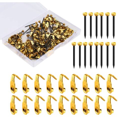 100pcs 10lb Kit De Support Pour Photo Cadre En Acier Inoxydable Attache Cadre Crochets De Suspension Photo Crochet Miroir  Suspendre Assortis Accr