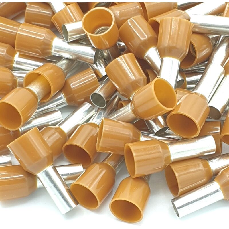 100pcs 10mm Insulated Brown Single Cord End Terminal Crimp Bootlace Ferrules