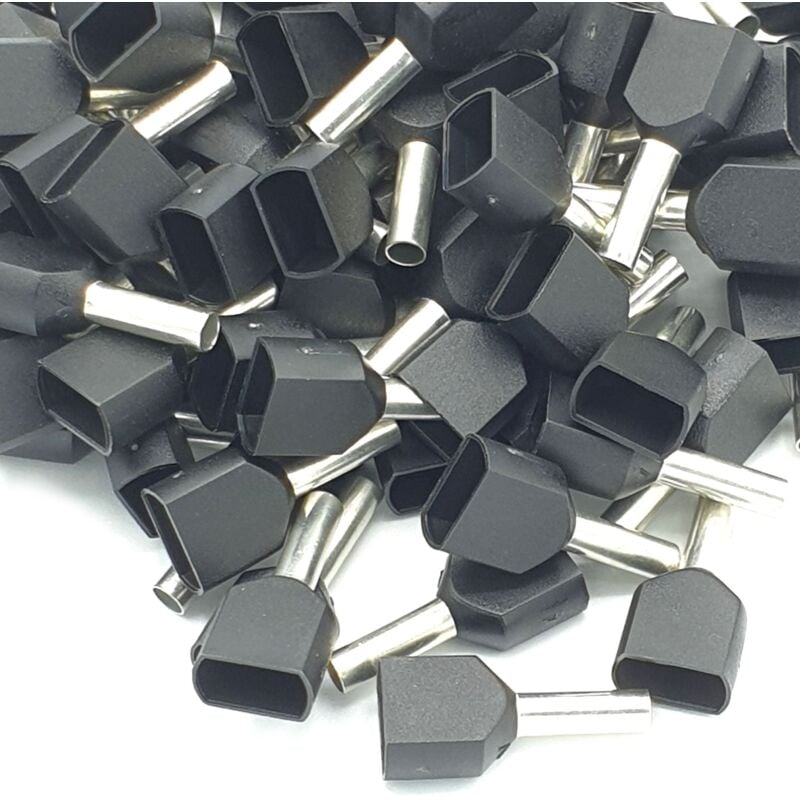 100pcs 1.5mm Black Dual Bootlace Crimp Ferrules Insulated Cord End Terminal