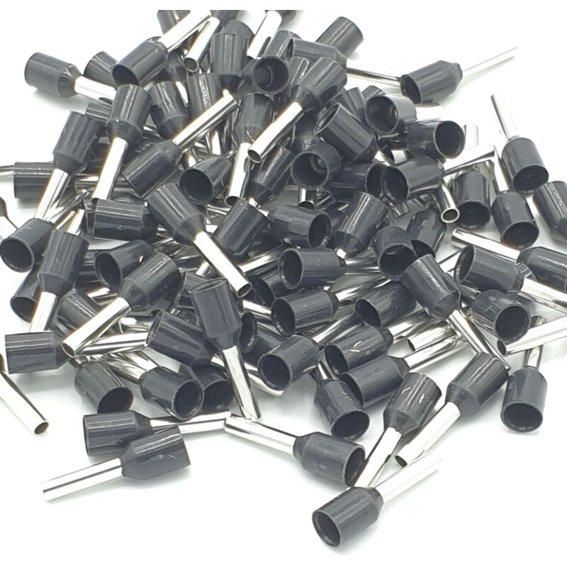 100pcs 1.5mm Insulated Black Single Cord End Terminal Crimp Bootlace Ferrules
