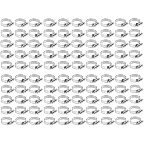 100Pcs 18-32mm Hose Clamp Stainless Steel Cross Pipe Band Clip Fastener with 10mm Width