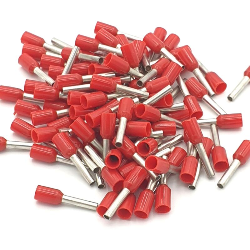 100pcs 1mm Insulated Red Single Cord End Terminal Crimp Bootlace Ferrules