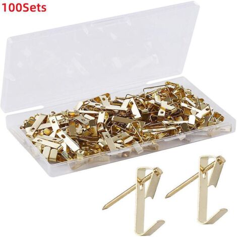 100pcs 30lb Kit De Support Pour Photo Cadre En Acier Inoxydable Attache Cadre Crochets De Suspension Photo Crochet Miroir Suspendre Assortis Accr