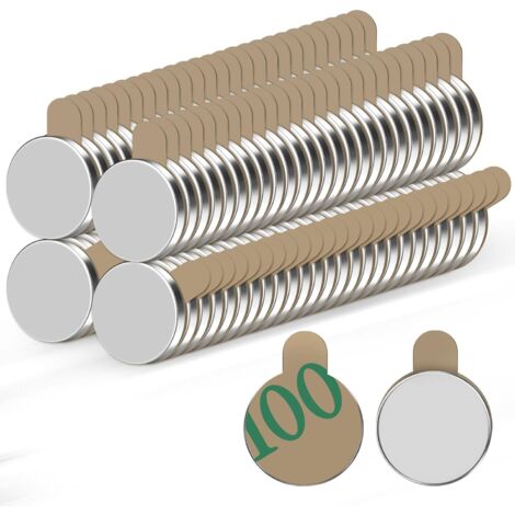 100pcs Aimant Autocollant 8 x 1 mm - Petit Frigo, Adhésif Mini, Magnet Puissant Plat pour Tableau Magnétique, Blanc, Réfrigérateur, Artisanat, Photos