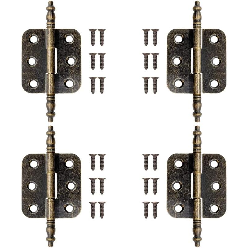 Gotrays - 100PCS Antique Brass Hinge Vintage Flat Hinge 7234mm Vintage Cupboard Door Hinge Bronze Folding Hinges Antique Furniture Hinge for Jewelry