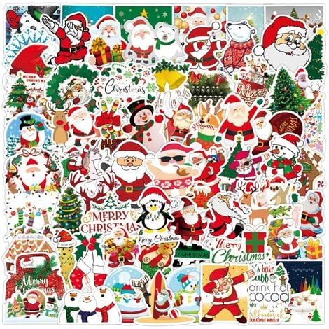 100pcs autocollants de Noël, boîte - cadeau vinyle autocollants de Noël, décoration de carte ou d'enveloppe, remplissage de sac de fête pour enfants