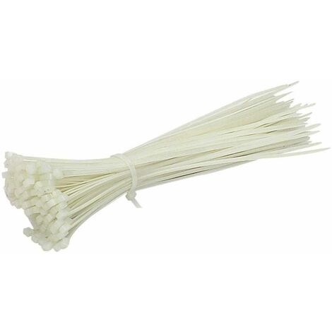 100pcs blanc petites attaches de câble en nylon de 2,5 mm en plastique, des enveloppements zip de cravate, 200mm de long