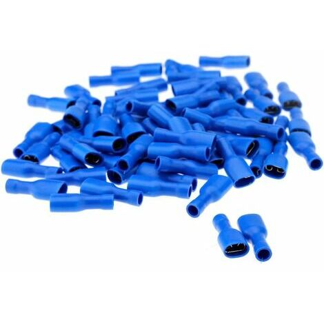 100pcs Bleu Cosse Electrique plates Connecteurs Isolées à Sertir femelle 6.3mm Assortiment sertissage