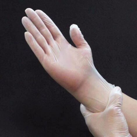 100pcs / Boite Gants Jetables en PVC Gants de Protection du Travail Epaissis Transparents Blanc