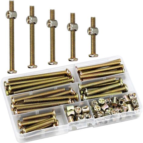100pcs Boulons à écrous Cylindriques M6x 40/50/60/70/80mm Six pans Creux Et Écrous de Baril pour Meubles, Lit et Chaises,Yeurié