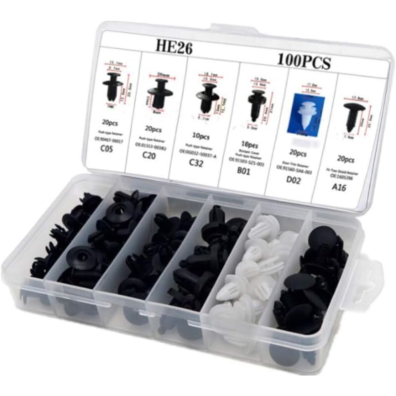 100Pcs Car Body Fastener Clips Auto Door Body Repair Clips Bumper Clips Universal Kit