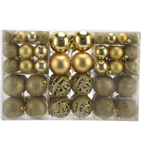 100pcs Christmas Ball Ornaments Shatterproof Hanging Balls for Christmas Tree Party DecorationGold