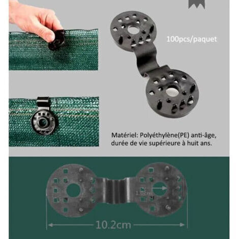 100pcs Clip de Fixation Robuste Pratique Pour Brise Vue Tissu Pare-soleil en Serre,
