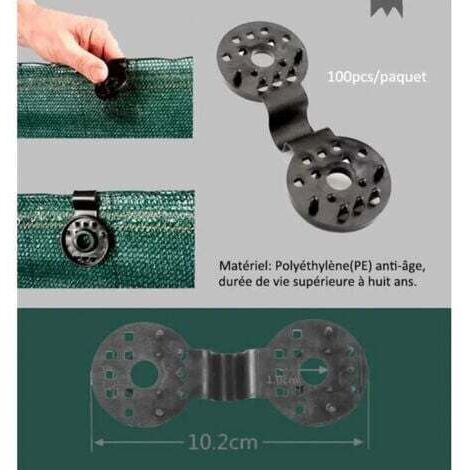 100pcs Clip de Fixation Robuste Pratique Pour Brise Vue Tissu Pare-soleil en Serre,