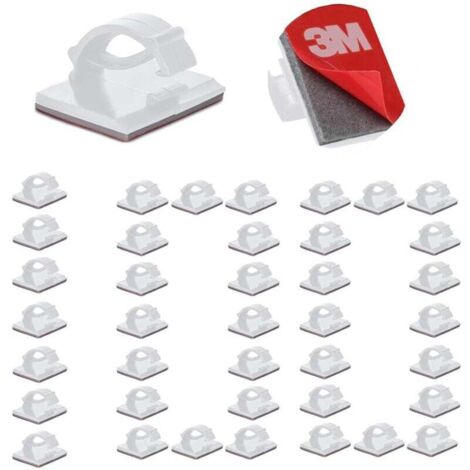 100PCS Clips Câbles Durables avec 3M Adhésif, Rangement de Cordon Serre-Câbles, Gestion de Câble Support Organiseur de Fils Electriques Réglable pour Bureau/Maison/TV/Chargeur/Voiture/PC【Blanc】