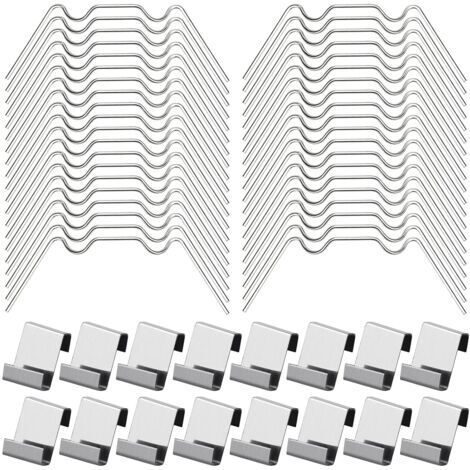 100Pcs Clips de Vitrage pour Serre Inclure 50Type W Serre Pinces en Acier Inoxydable et 50 Clips de Type Z pour Vitre de Serre