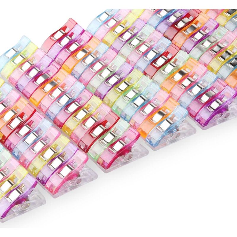 100PCS Clips Pinces DIY 2.7 1.0 0,9cm Couture en Plastique pour Reliure Patchwork Crochet Tricot Artisanat Couleurs Assorties(Couleur expédition