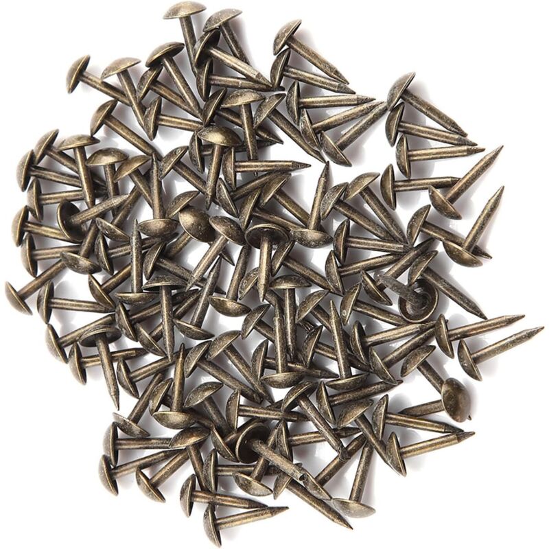 100pcs Clou de Rembourrage, Rétro Clous Décoratifs Antiques, D'ameublement à Tête Ronde, Punaises De Tapisserie Clous De Meubles (6 12mm)