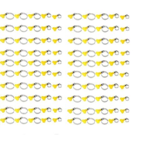 100pcs Colliers de Serrage,Tuyau Clips Réglable, Collier Durite Métallique, Tube Clips Inox, Colliers de Serrage de Différentes Tailles, Pince Collier de Serrage pour Fixation de Tuyau(13-19mm, 19-29m
