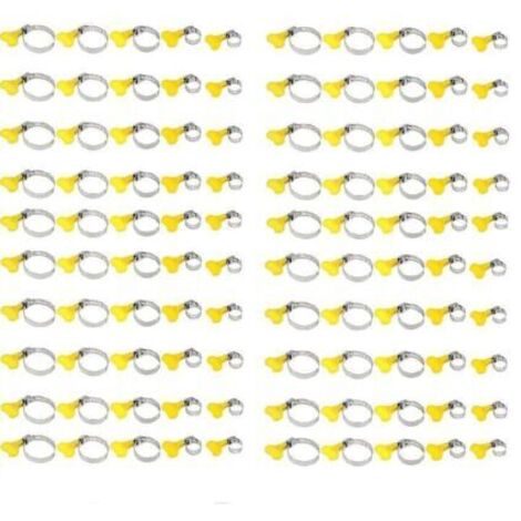 100pcs Colliers de Serrage,Tuyau Clips Réglable, Collier Durite Métallique, Tube Clips Inox, Colliers de Serrage de Différentes Tailles, Pince Collier de Serrage pour Fixation de Tuyau(13-19mm, 19-29m