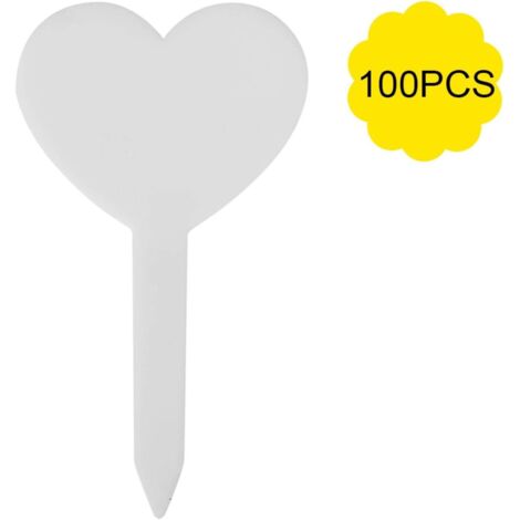 100pcs Colors Heart Shape Gardening Label Plant Tag Sunproof PVC Material Waterproof Durable for Fruit Tree Seedlings(White)