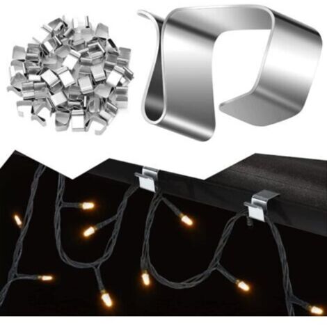 100Pcs Crochet de Lumière de Noël,Clips de Câble,Crochets de Gouttière de Toit Extérieurs,Crochets de gouttière de lumières de Noël crochets de toit de lumières de vacances galvanisésdengyank-Crezuo