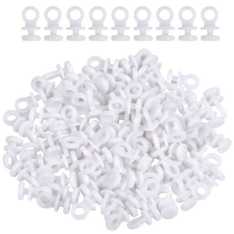 100PCS Crochet de Rideau Rail Glisseur Rail Rideau Poulie à Rideaux en Plastique Blanc Crochet de Tringle à Rideau Coulissant