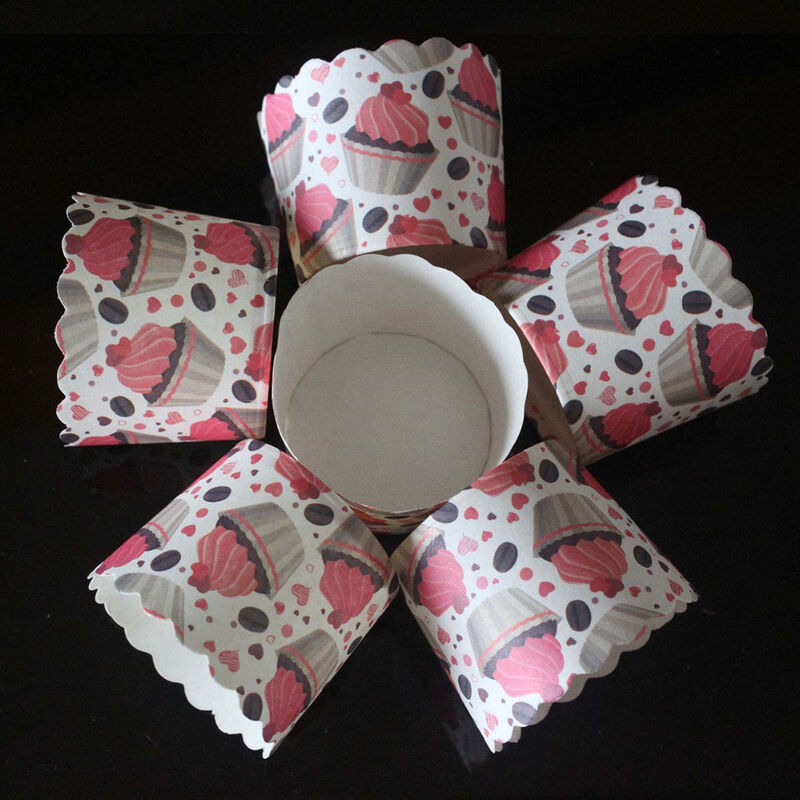 100pcs Design rosa usa e getta carta torta tazza
