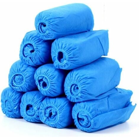 100pcs Disposable Non Woven Shoe Covers Dust-proof Breathable Elastic Band Thickens, Non-slip Shoe Covers (Blue)