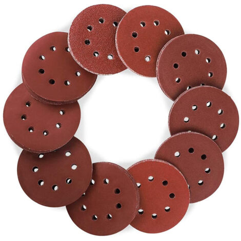 100PCS Disque de Ponçage 125mm Grain 320, Disques a Poncer Papier Abrasifs 8 Trous Idéal pour Poncer/Polir pour Ponceuse Excentrique