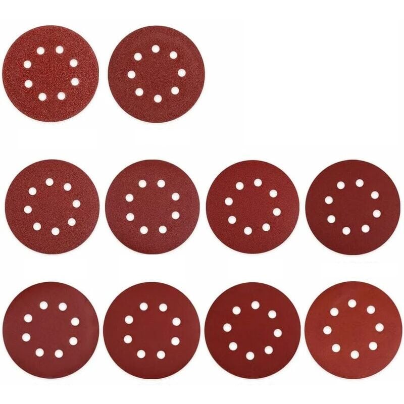 100PCS Disque de Ponçage Papier Abrasif 125mm Disques Abrasifs 40/60/80/120/180/240/320/400/600/800 Idéal pour Poncer/Polir/Dérouiller