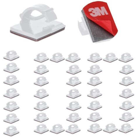 100PCS Durable Cable Clips with 3M Adhesive, Cord Storage Cable Ties, Cable Management Holder Adjustable Electrical Wire Organizer for Office/Home/TV/Charger/Car/PC【White】