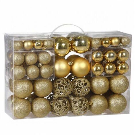 100pcs Durable Plastic Christmas Balls Indoor Outdoor Christmas Decorations Tree Ornaments Gold MUMU