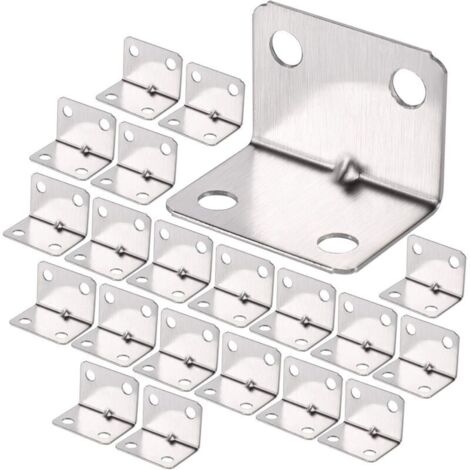 100Pcs Equerre de Coin en Acier Inox, Équerre 90 Degrés Robuste, Équerre à Angle Droit, Petit Equerre de Fixation pour Bois, Support Angle Droit Brace pour Fixation Clôture Table Étagère