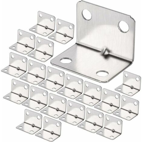 100Pcs Equerre de Coin en Acier Inox, Équerre 90 Degrés Robuste, Équerre à Angle Droit, Petit Equerre de Fixation pour Bois, Support Angle Droit Brace pour Fixation Clôture Table Étagère