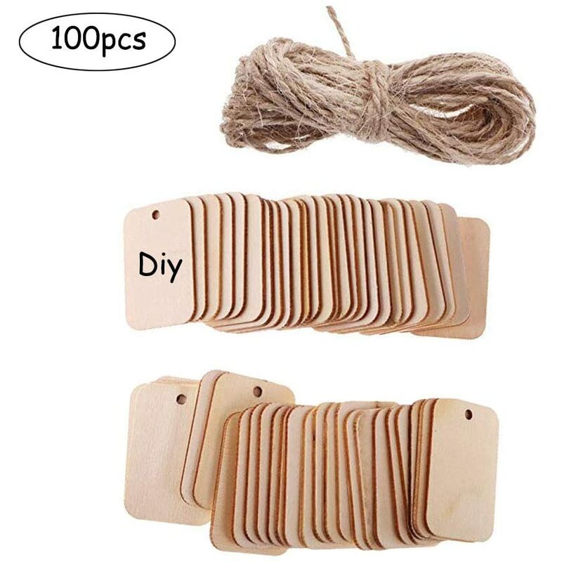 

100pcs Etiquetas de madera Etiquetas Etiquetas de regalo Etiquetas Etiquetas con cordón de arpillera, Etiquetas de madera Etiquetas de regalo Nombre