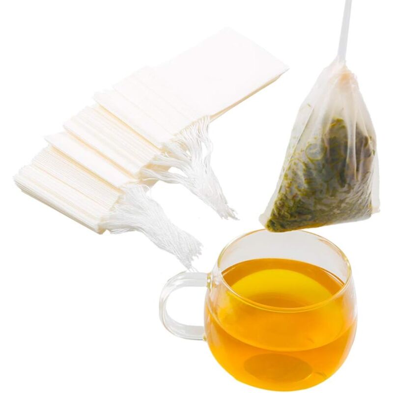 100Pcs Filter Bags, Safe Natural Materials, Disposable Tea Infuser, Empty Tea Bags with Drawstring for Loose Tea (1015cm White)