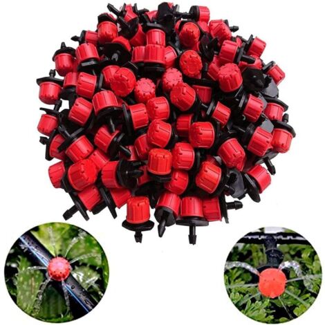 100pcs Goutteurs Réglable Système d'irrigation, Plastique réglable Goutteurs Brumisateur arroseur Bricolage pour Goutte a Goutte Micro Drip Irrigation Serre DIY Jardin, Plante