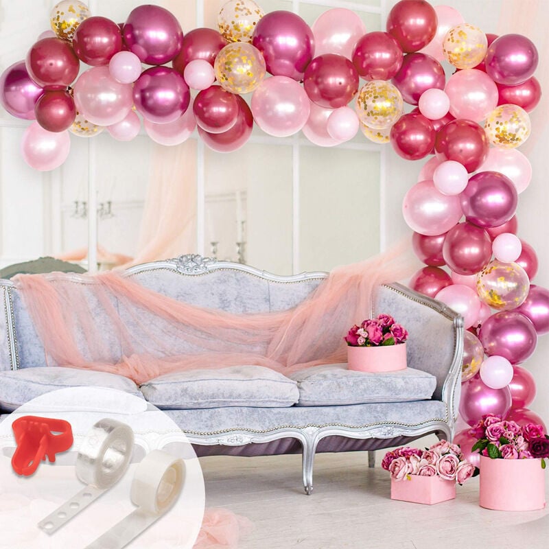 Kit d'arc guirlande de ballons 100 pièces pour mariage fête d'anniversaire décoration de fond de fille ballon rose lbtn