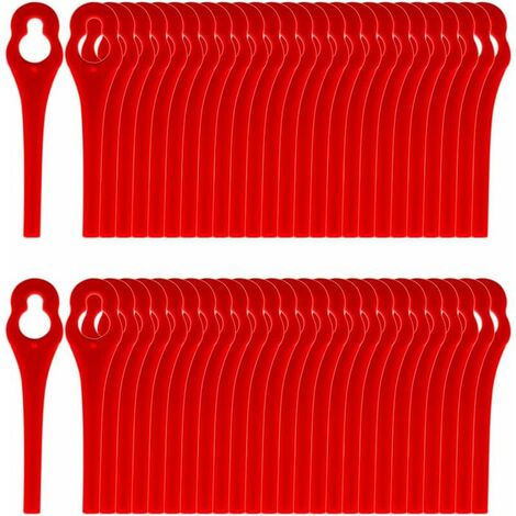 100pcs Lames en Plastique de Rechange pour Coupe Bordure Lame de Tondeuse à Gazon Lames pour Débroussailleuse sans Fil Lames de Coupe de Remplacement pour Jardin Pelouse (L83 rouge 127mm)