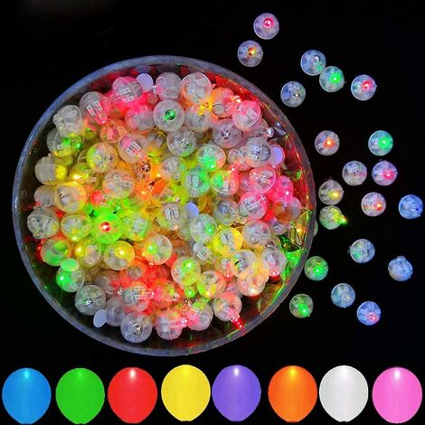 100pcs lumières de ballon led multicolores, flash rond mini minuscule lumière led pour ballon oeufs de pâques citrouille, fête d'anniversaire mariage halloween déco de noël